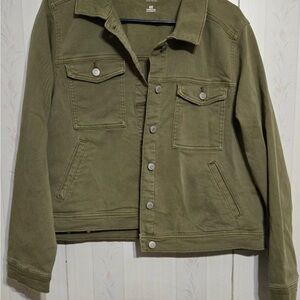 Sonoma Women's Khaki Olive Army Military Green Plus Size Denim Jean Jacket